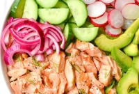 Salmon, Avocado & Radish Salad with Creamy Dill Dressing