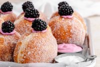 Blackberry Cheesecake Donuts with Creamy Filling