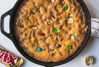 Skillet Cookie Loaded with Candy Bars