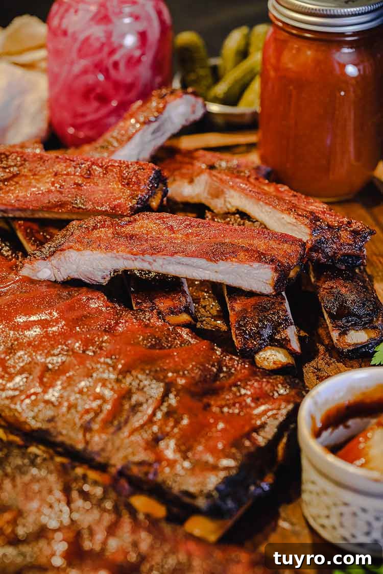 How to Tell When Pork Ribs Are Perfectly Cooked 8 pork ribs sliced and ready to eat