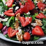Strawberry walnut salad close up