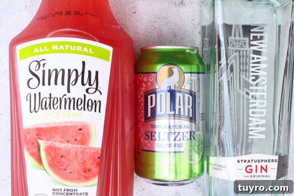Watermelon Gin Fizz: 3-Ingredient Summer Cocktail Recipe 4 watermelon gin fizz ingredients