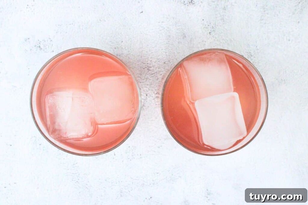 Watermelon Gin Fizz: 3-Ingredient Summer Cocktail Recipe 6 add ice to watermelon gin fizz glass