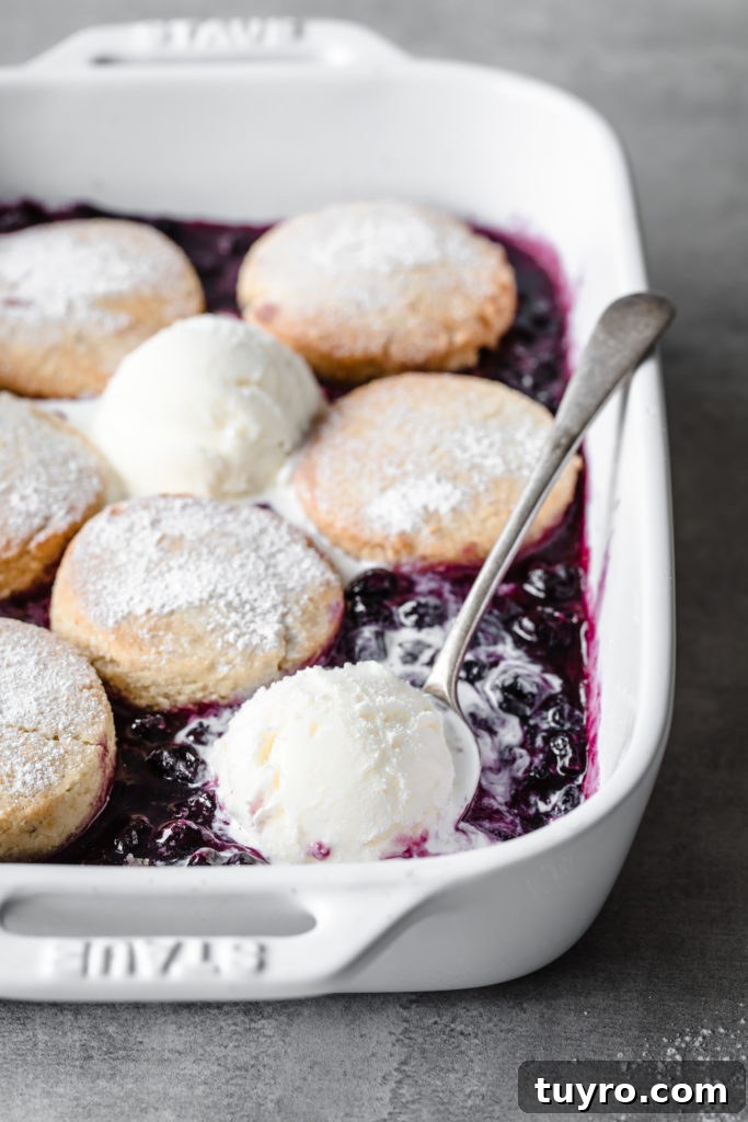 Keto Blueberry Cobbler Recipe: Low-Carb Dessert 2 cobler in white baking dish
