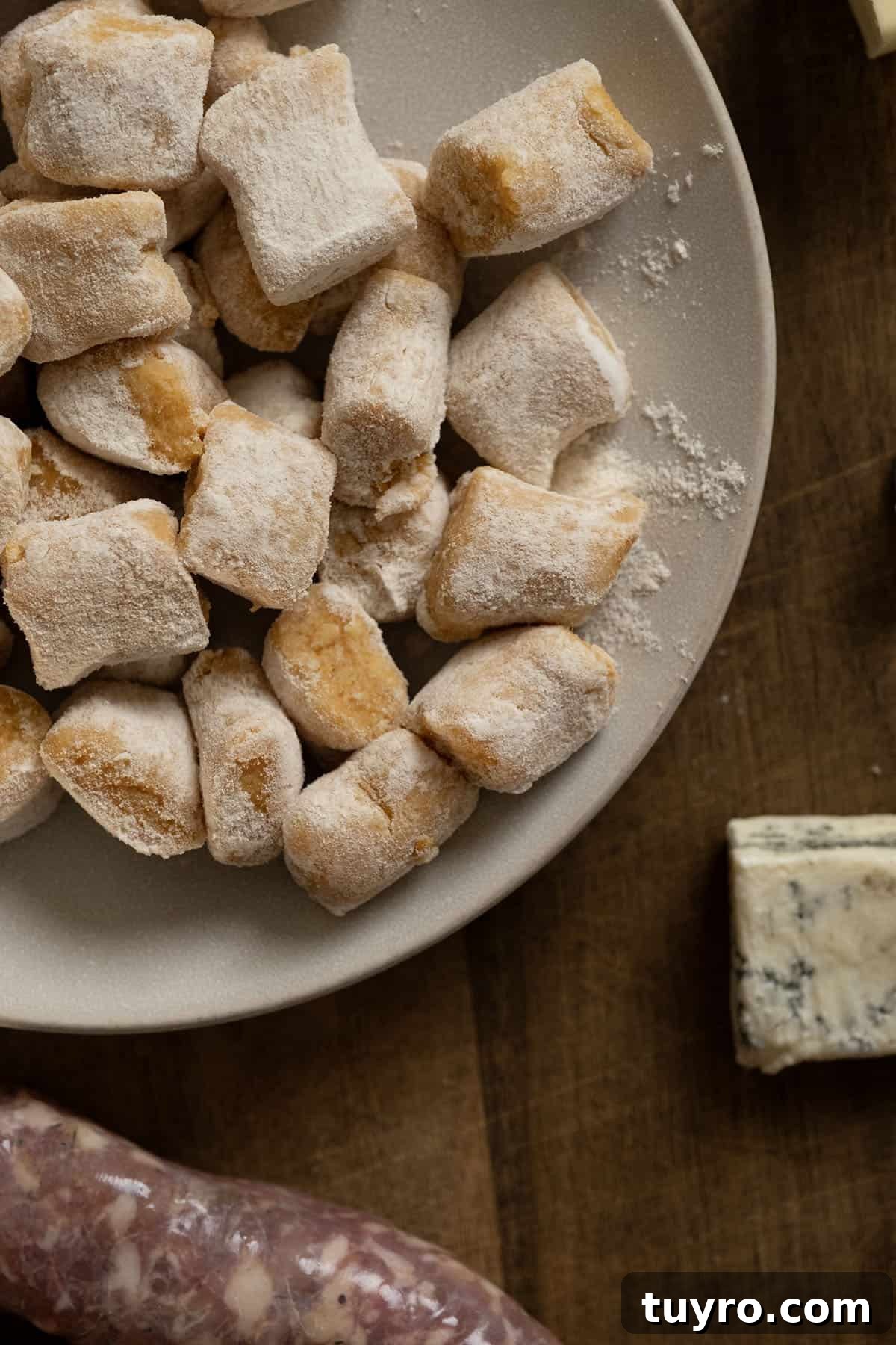 Homemade pumpkin gnocchi on a plate.