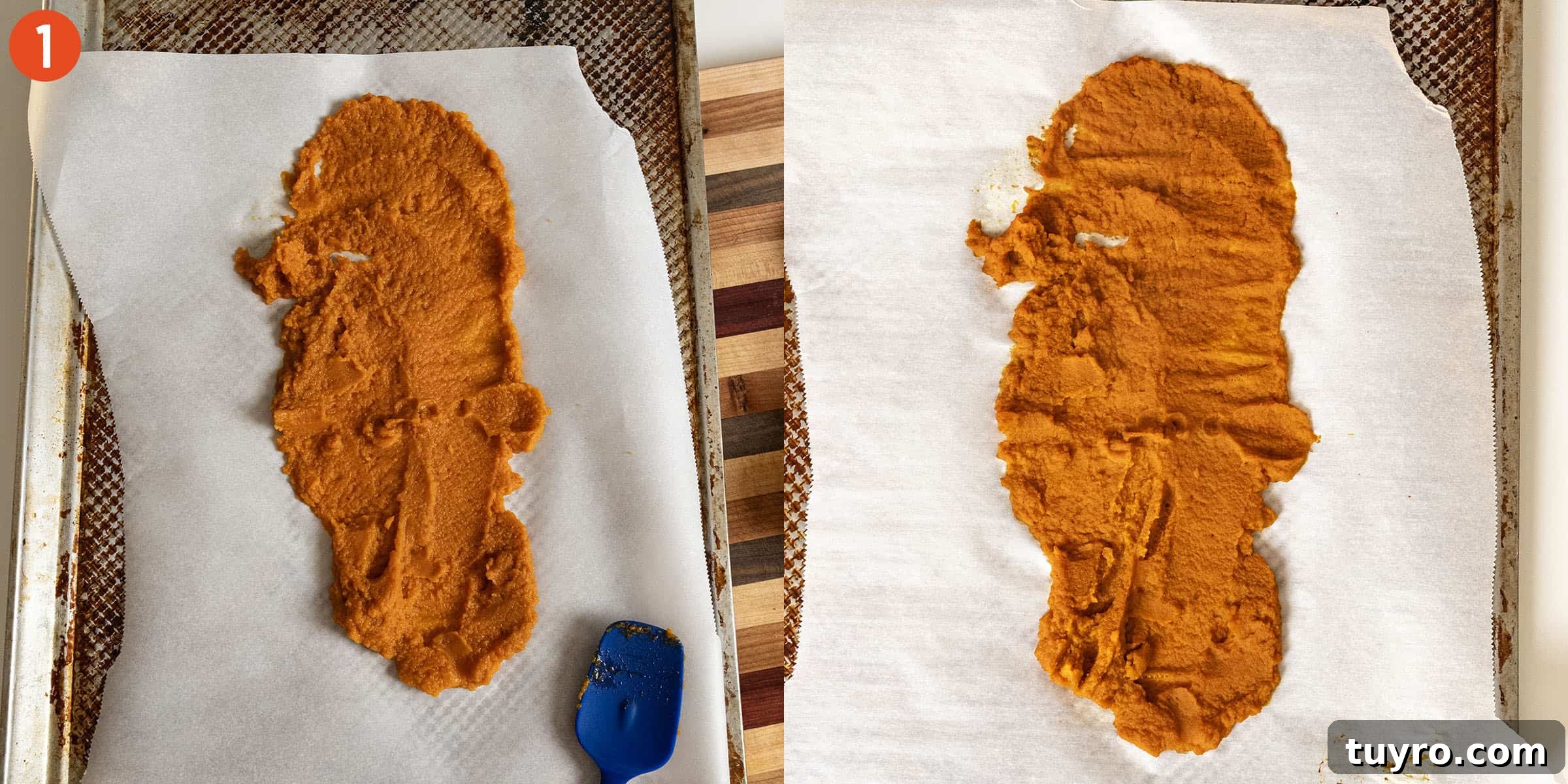 Baking pumpkin puree. 
