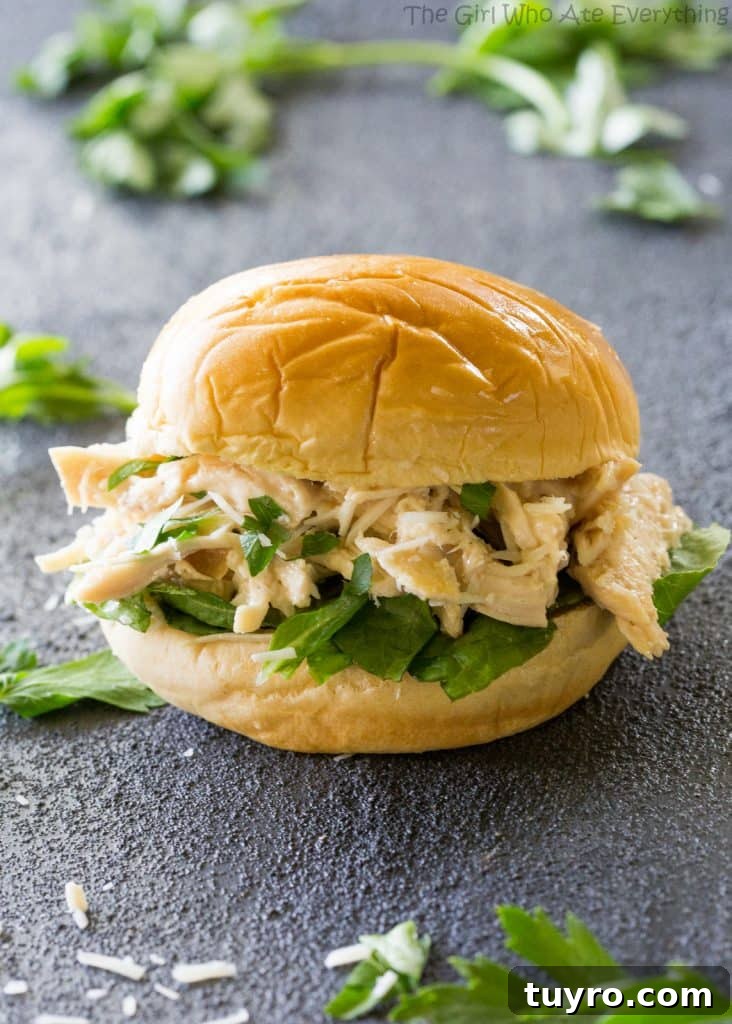 Slow Cooker Chicken Caesar Sandwich Recipe for Busy Weeknights 3 Slow Cooker Chicken Caesar Sandwiches - a tried and true favorite! the-girl-who-ate-everything.com