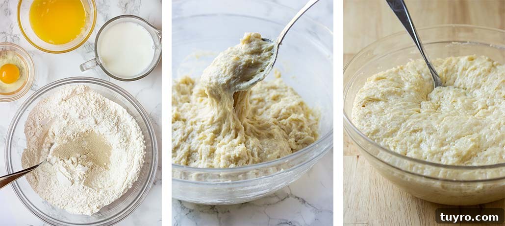 Step by step on how to mix the dough.