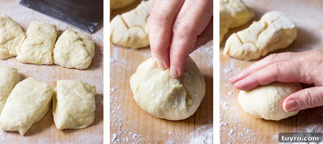 Step by step on how to form the rolls.