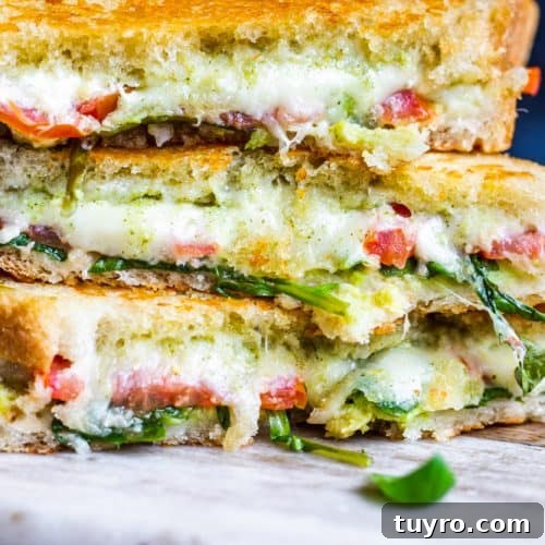 Close up strait on shot of grilled cheese cut in half and piled on top of each other.