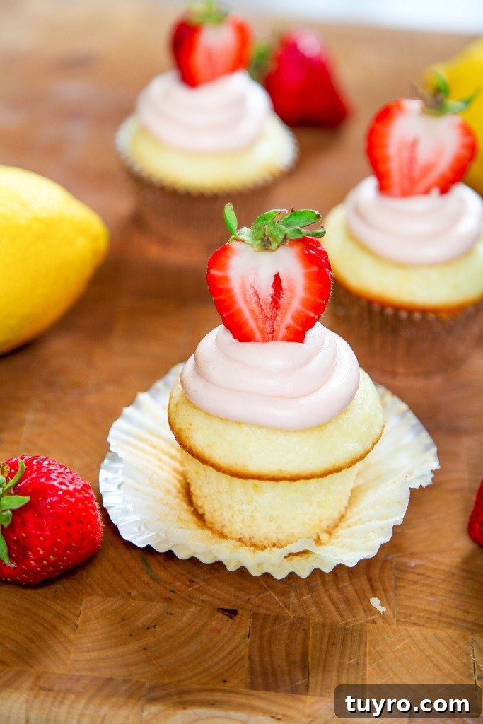 Strawberry Lemonade Cupcakes Recipe with Fresh Citrus Glaze 2 Strawberry Lemonade Cupcakes