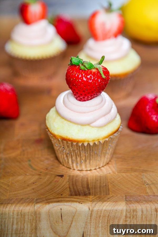 Strawberry Lemonade Cupcakes Recipe with Fresh Citrus Glaze 3 strawberry lemonade cupcakes using cake mix
