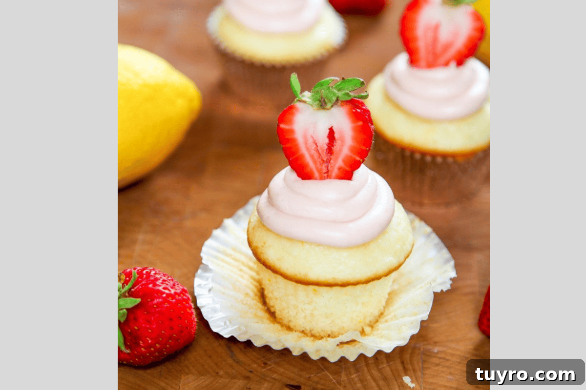Strawberry Lemonade Cupcakes Recipe with Fresh Citrus Glaze 10 Decorative strawberry lemonade image