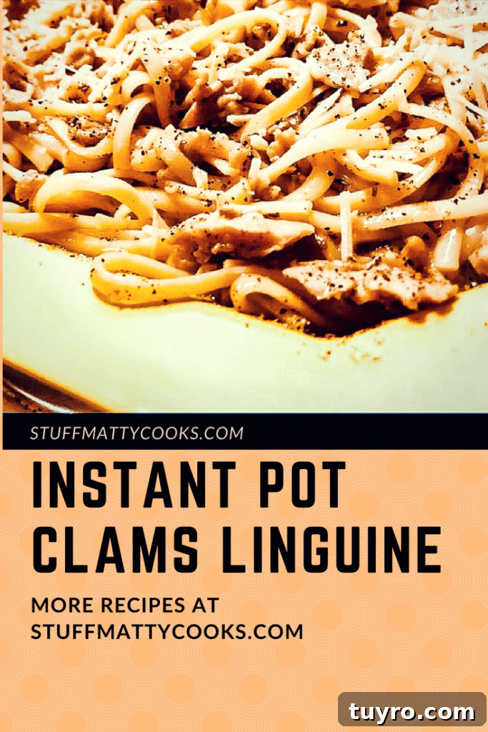 Instant Pot Linguine with White Clam Sauce Recipe 4 Clams Linguine Pointerest Pin Image