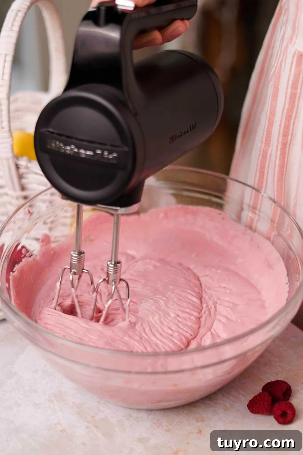 Raspberry Tiramisu Recipe: Light, Creamy Berry Dessert 10 whipping mascarpone and raspberry curd with electric mixer