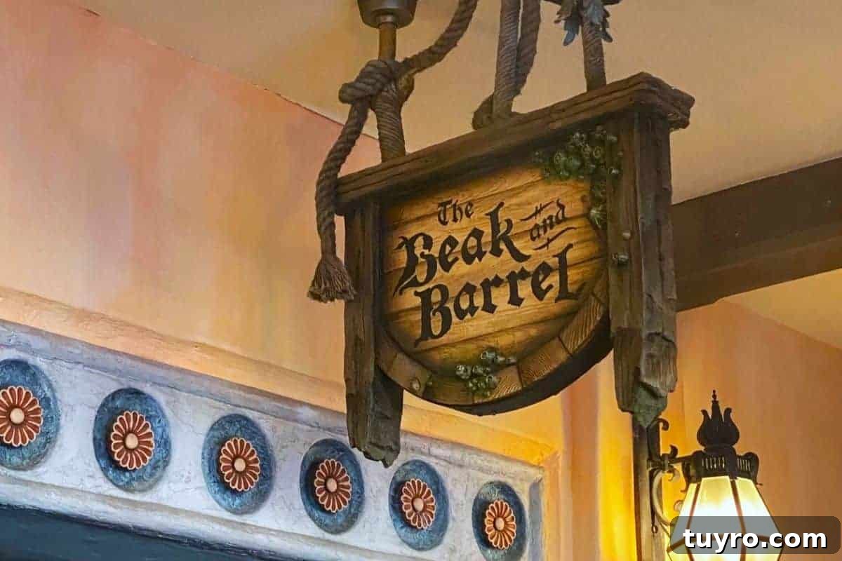 Beak & Barrel Restaurant Review: Dining Tips for Magic Kingdom 2 the beak and barrel entrance