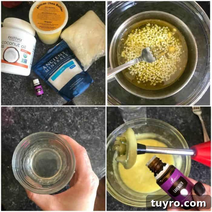 DIY Magnesium-Infused Body Butter Recipe for Smooth Skin 4 Image shows a collage of the process for how to make body butter