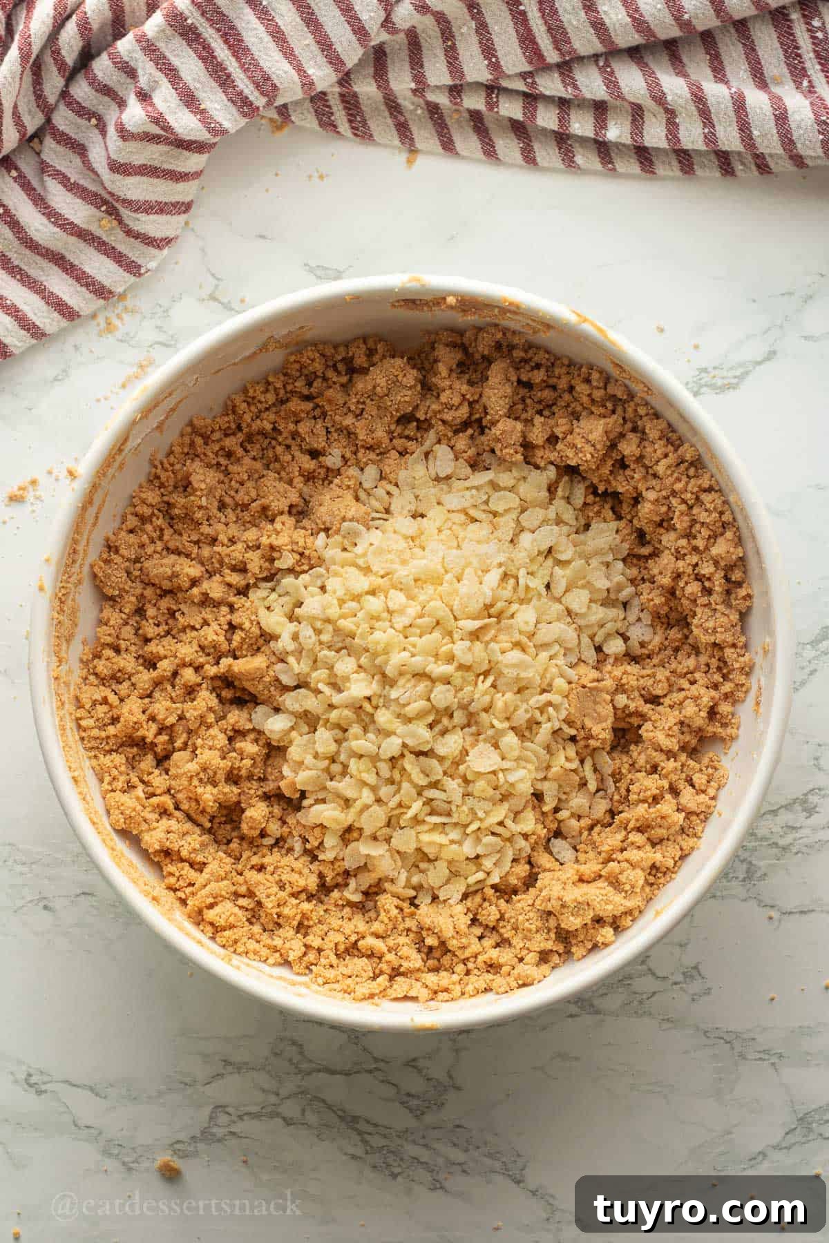 No-Bake Peanut Butter Rice Krispie Balls 6 Rice crispies in peanut butter mixture.