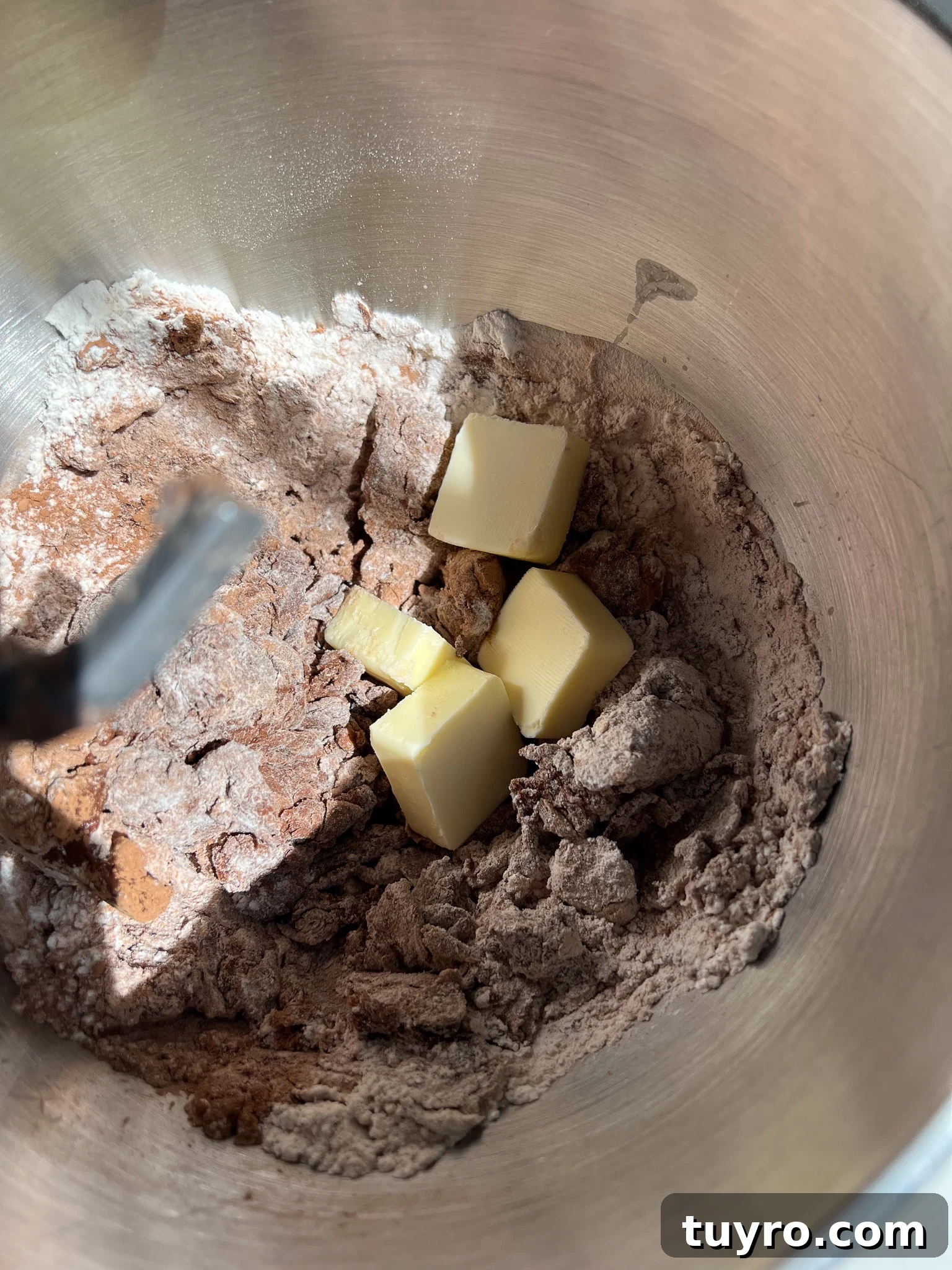 Chocolate Swirl Bread Recipe — Soft Homemade Choco Loaf 12 Mixing together the dough in the bowl of a stand mixer.