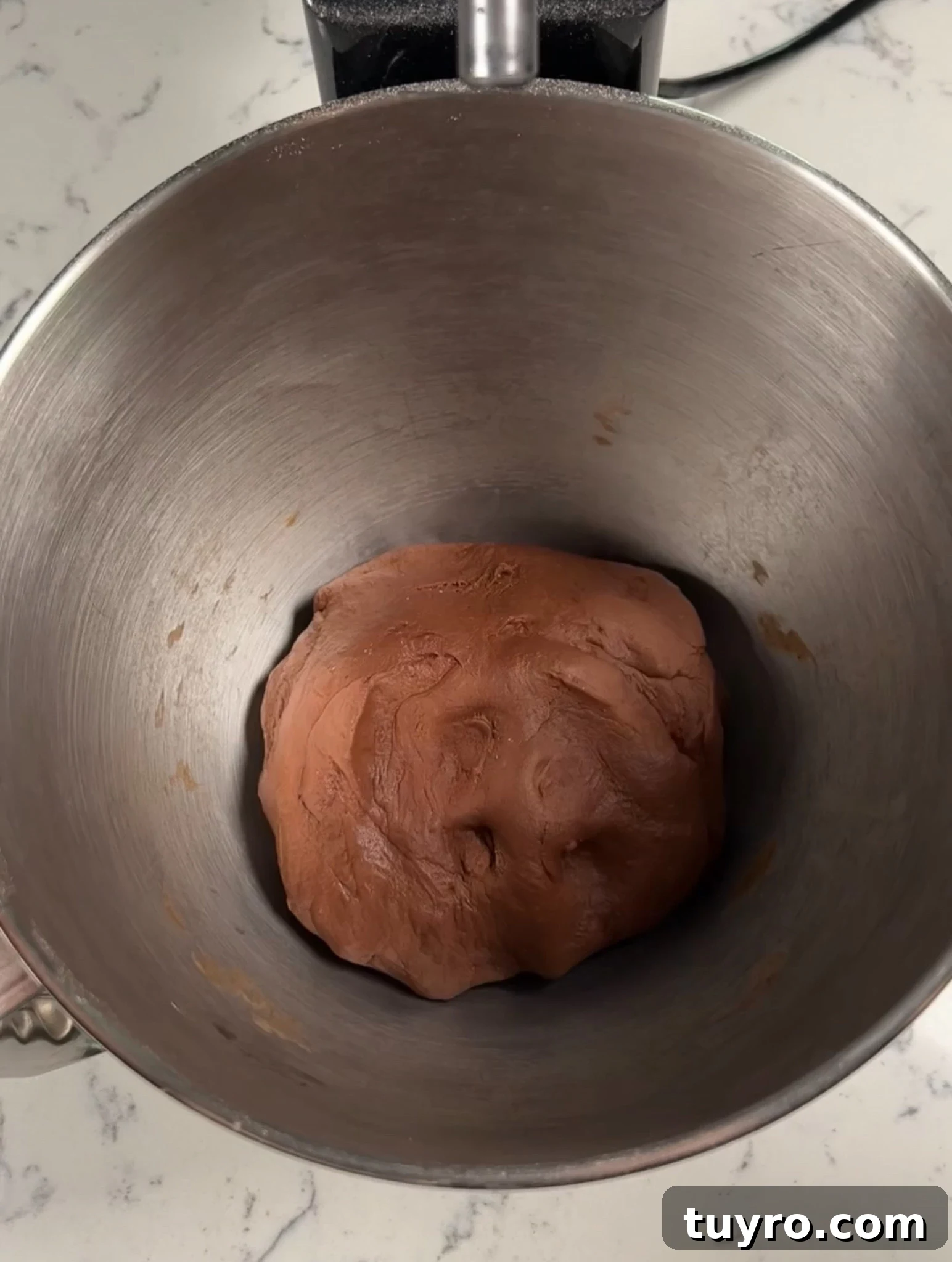 Chocolate Swirl Bread Recipe — Soft Homemade Choco Loaf 13 Dough after kneading.
