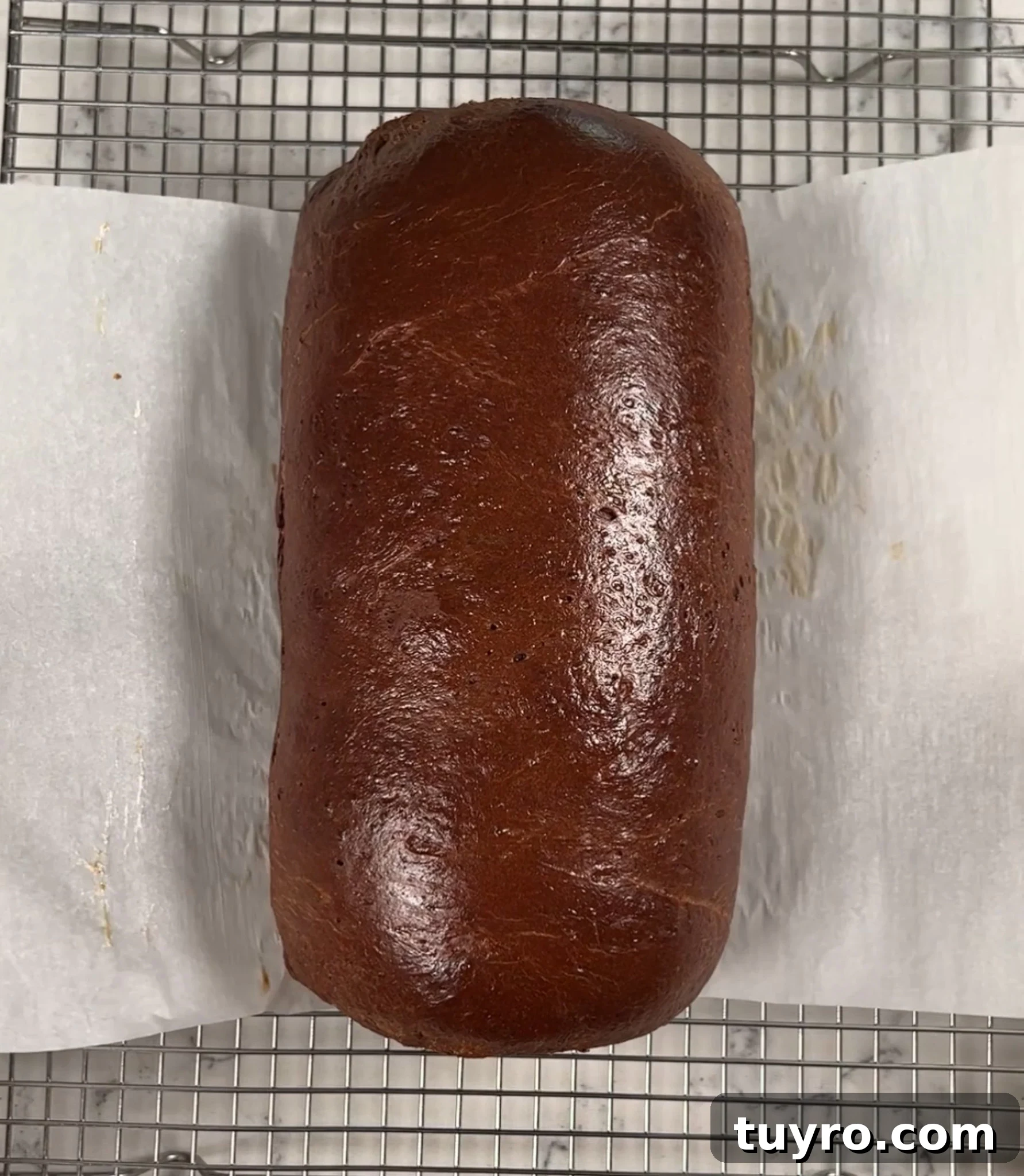 Chocolate Swirl Bread Recipe — Soft Homemade Choco Loaf 23 Loaf after baking.