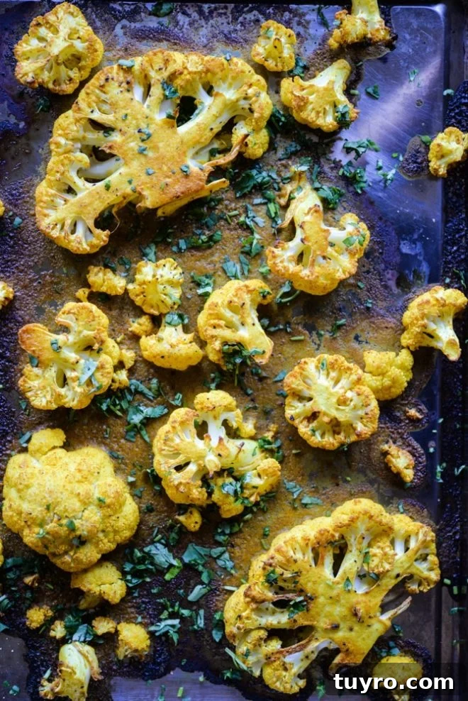 Spiced Roasted Caauliflower with Curry and Crispy Herbs 2 Curried Roasted Cauliflower