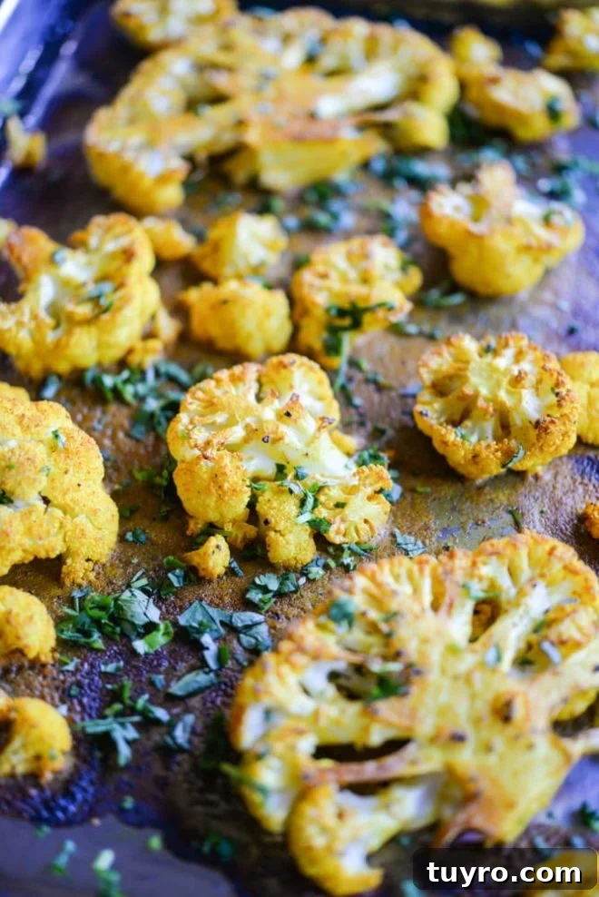 Spiced Roasted Caauliflower with Curry and Crispy Herbs 4 Curried Roasted Cauliflower