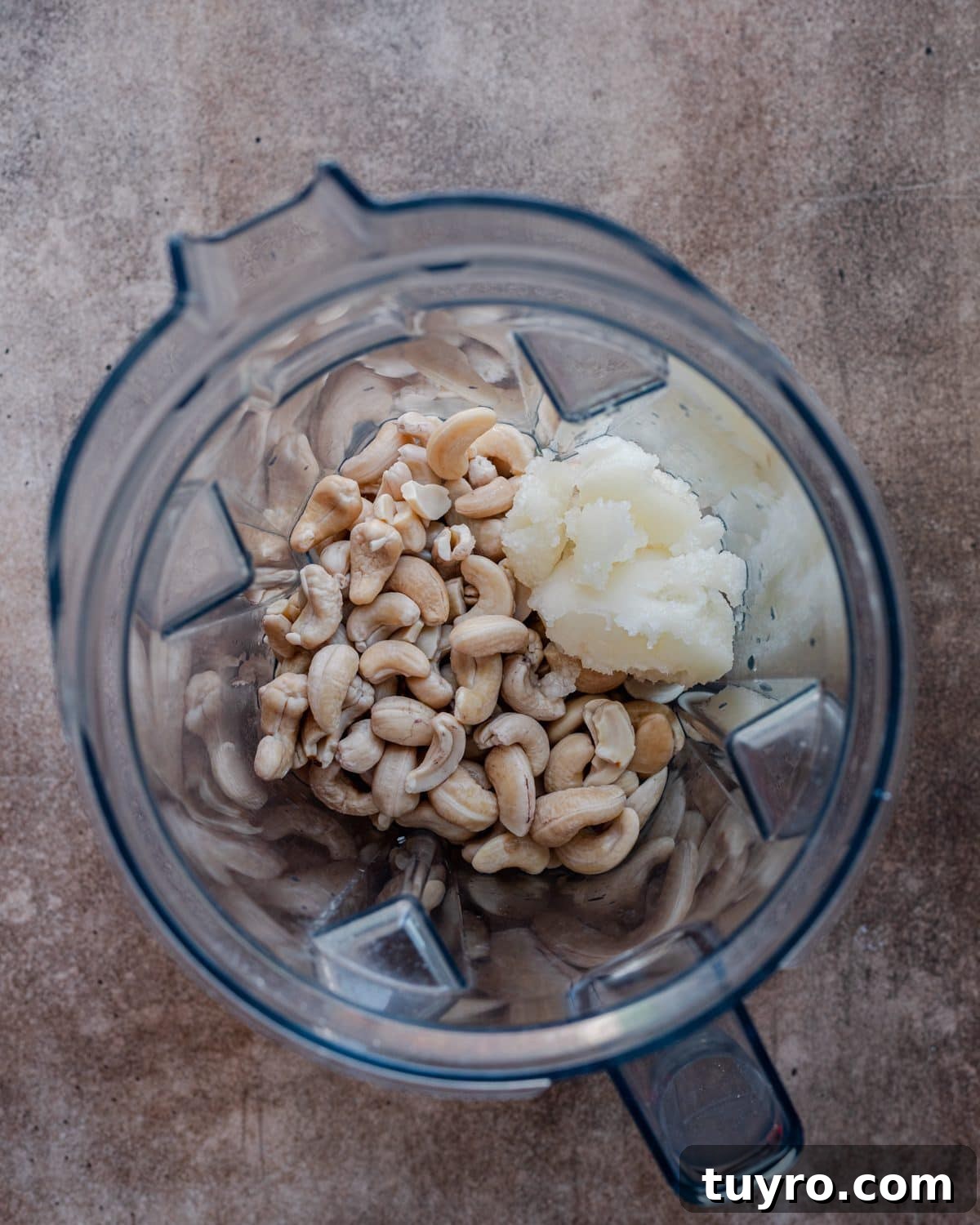 fermented cashew cheese ingredients in blender 
