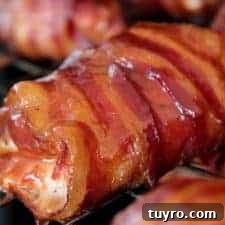 Smoked bacon wrapped chicken thighs