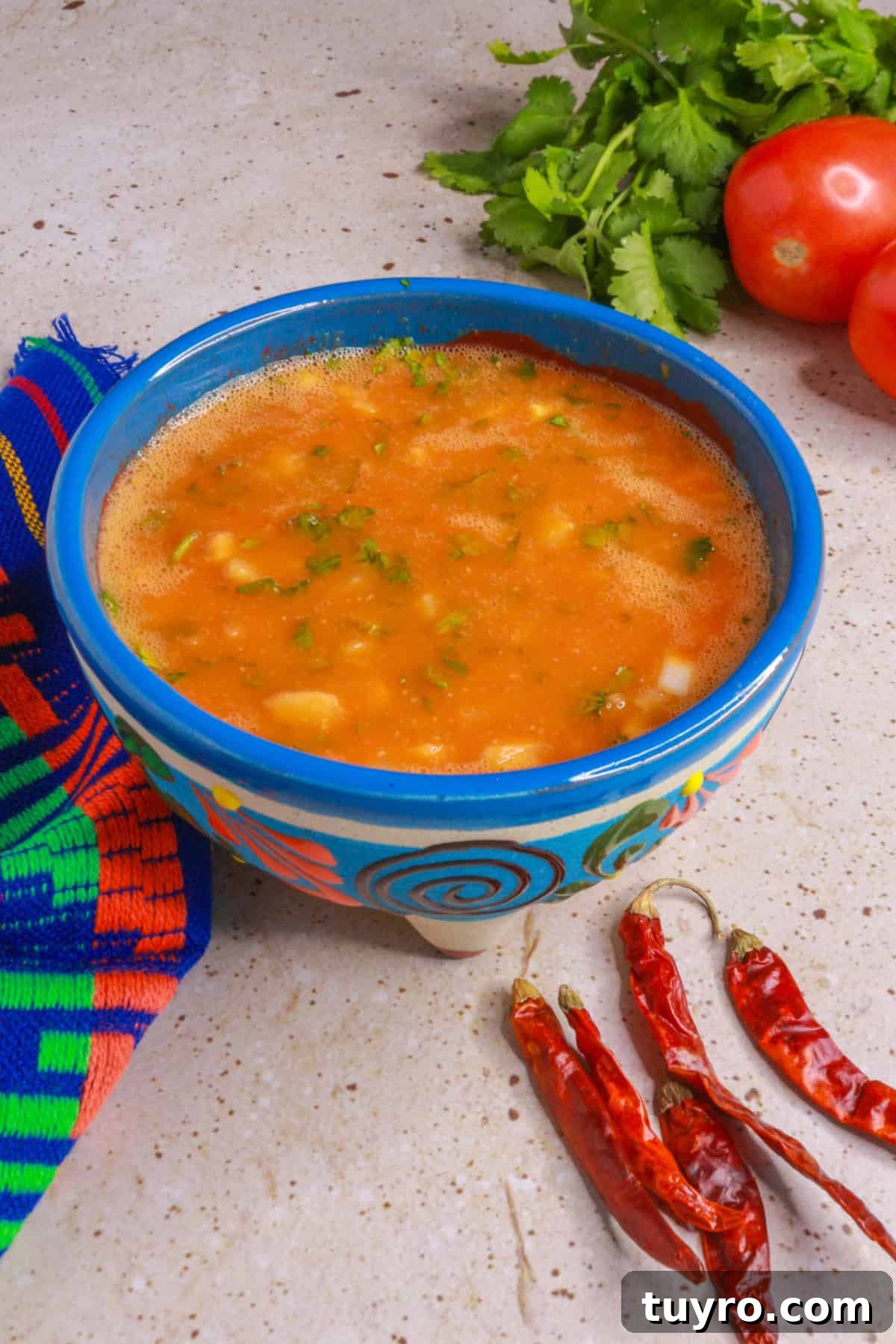 Spicy Chile de Árbol Tomato Salsa 2 Chile de arbol salsa with tomato in a salsa bowl