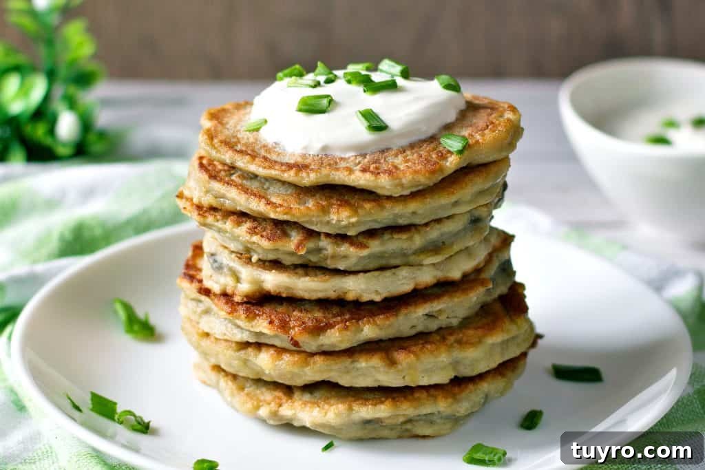 St Patricks Day Appetizers for a Festive Party 16 Boxty Irish potato pancakes with green onions and sour cream.