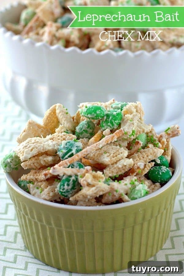 St Patricks Day Appetizers for a Festive Party 17 Leprechaun green chex mix recipe.