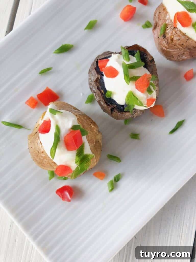 St Patricks Day Appetizers for a Festive Party 7 mini baked potatoes on a plate for any party.