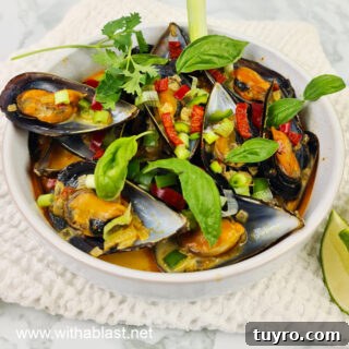 Thai-Style Coconut Mussels with Thai Basil and Lime 2 Thai Mussels