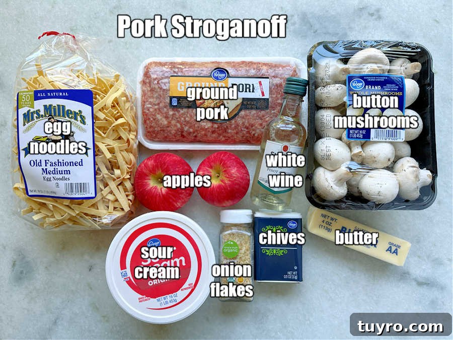 Creamy Ground Pork Stroganoff Recipe for Quick Weeknight Meals 4 ingredients needed for making pork stroganoff