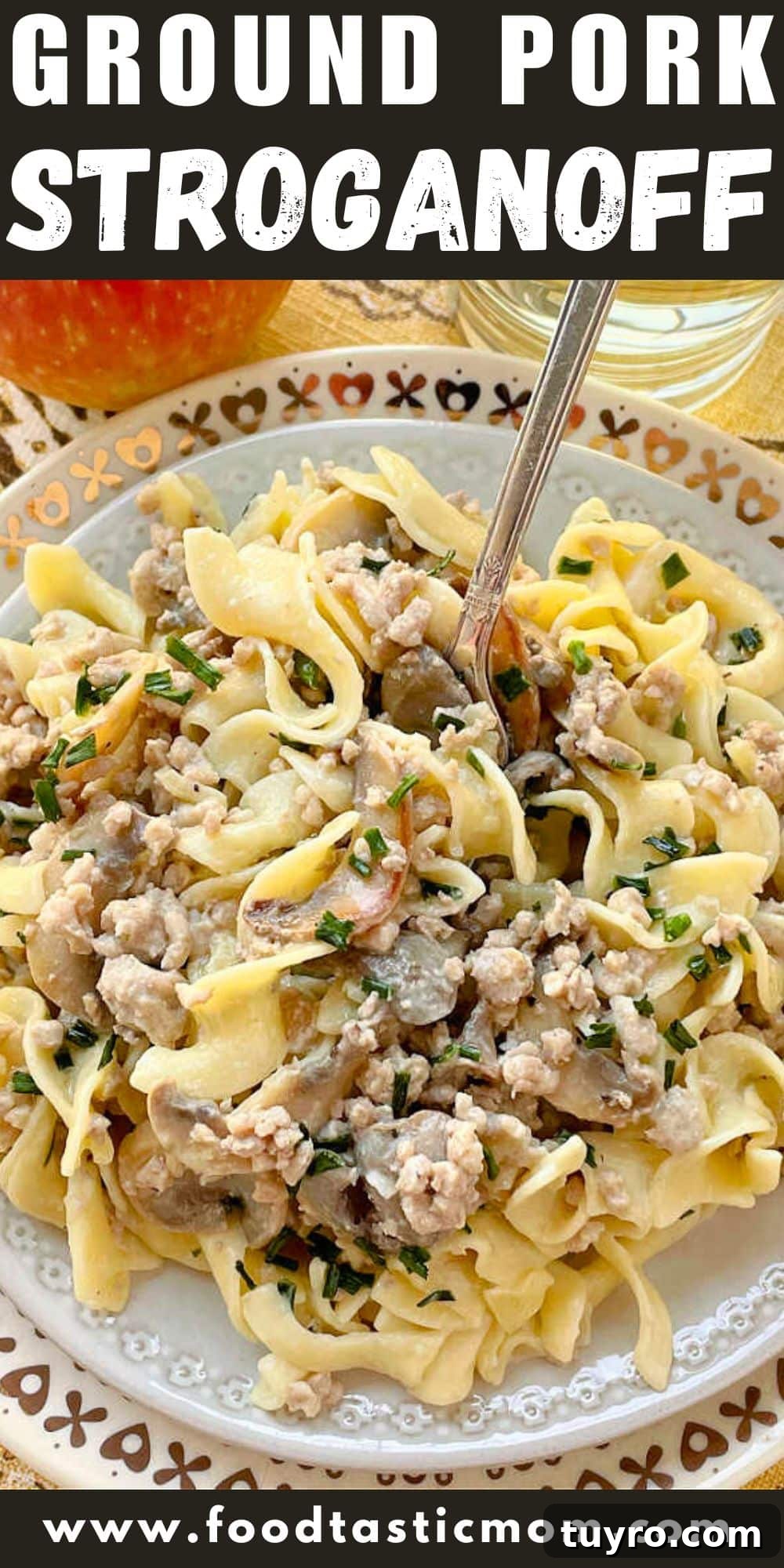 Creamy Ground Pork Stroganoff Recipe for Quick Weeknight Meals 8 My easy creamy ground pork stroganoff recipe combines ground pork with buttery mushrooms and sweet apples in a tangy sour cream sauce.