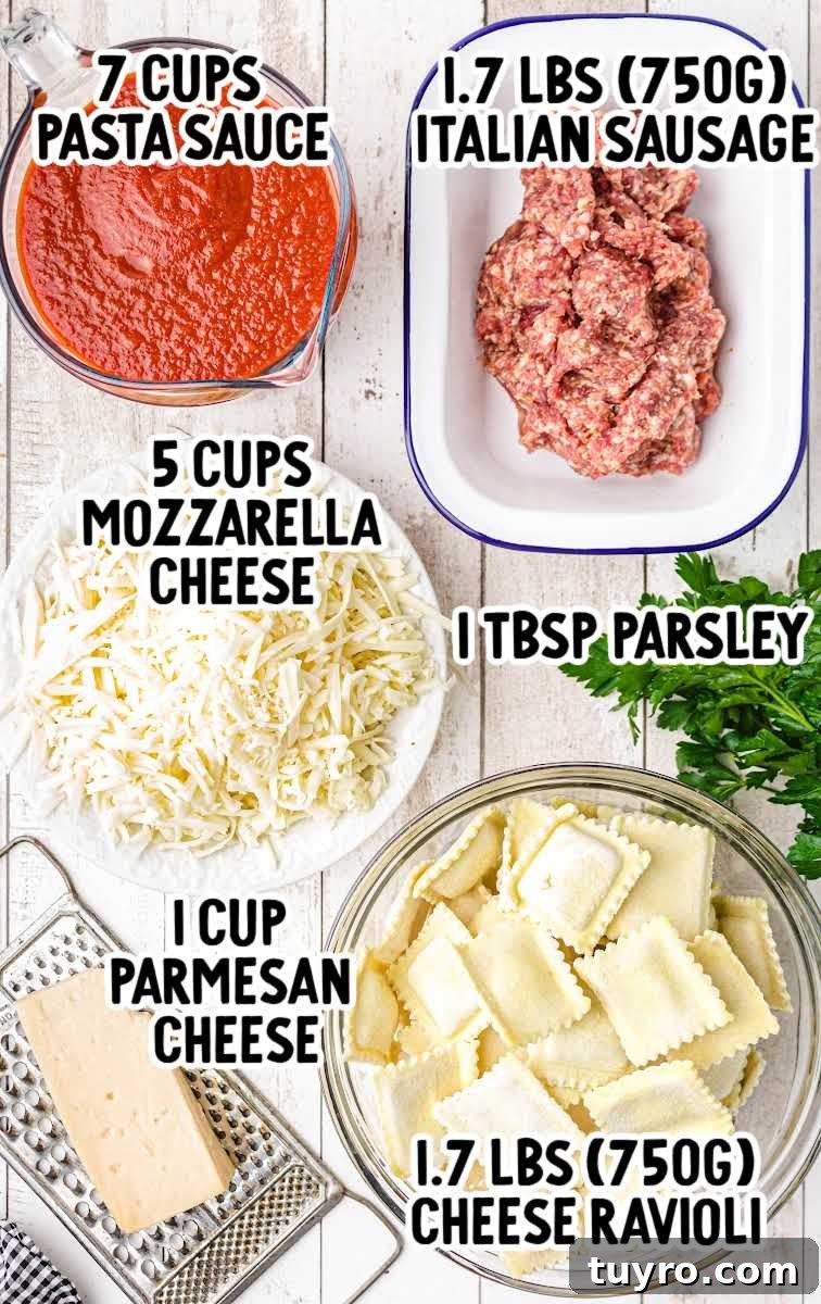 Crockpot Lasagna raw ingredients that are labeled