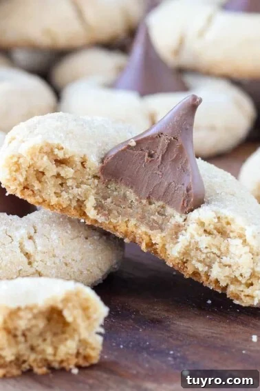 Chewy Peanut Butter Chocolate Chip Cookies Recipe 8 Peanut Butter Blossoms interior detail.