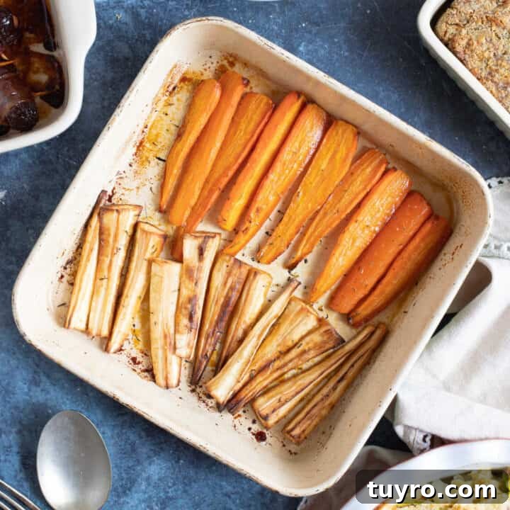 Honey roasted carrots and parsnips.