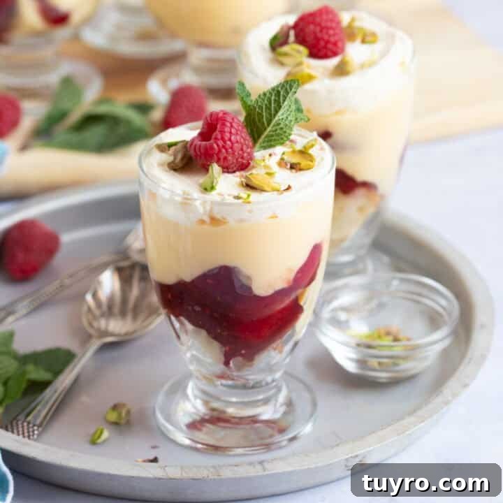 Sherry trifles served in individual glasses.