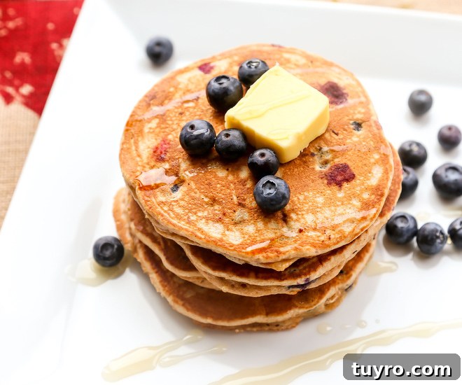 Fluffy Whole Wheat Blueberry Pancakes Recipe 2 Bluberry-whole-wheat-pancakes-notitle-cwm