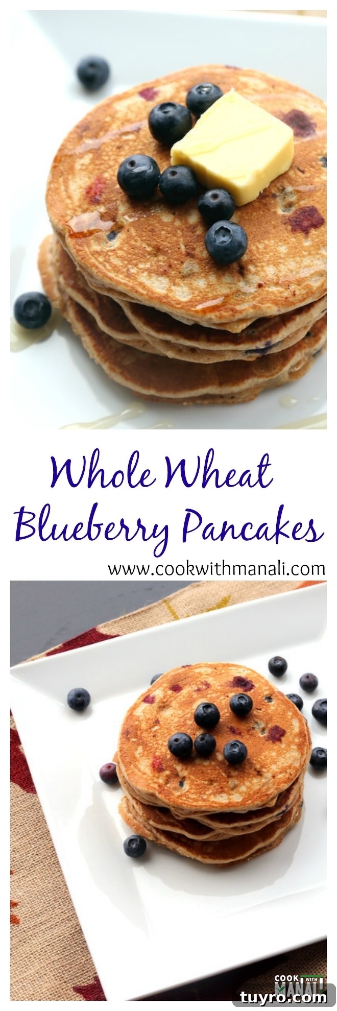 Fluffy Whole Wheat Blueberry Pancakes Recipe 7 Whole-wheat-blueberry-pancakes-collage