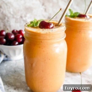 Cherry Mango Carrot Smoothie with Greek Yogurt