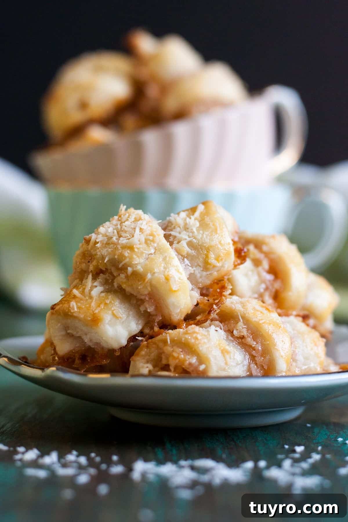 Tropical Rugelach filled with fruit butter, coconut and macadamia