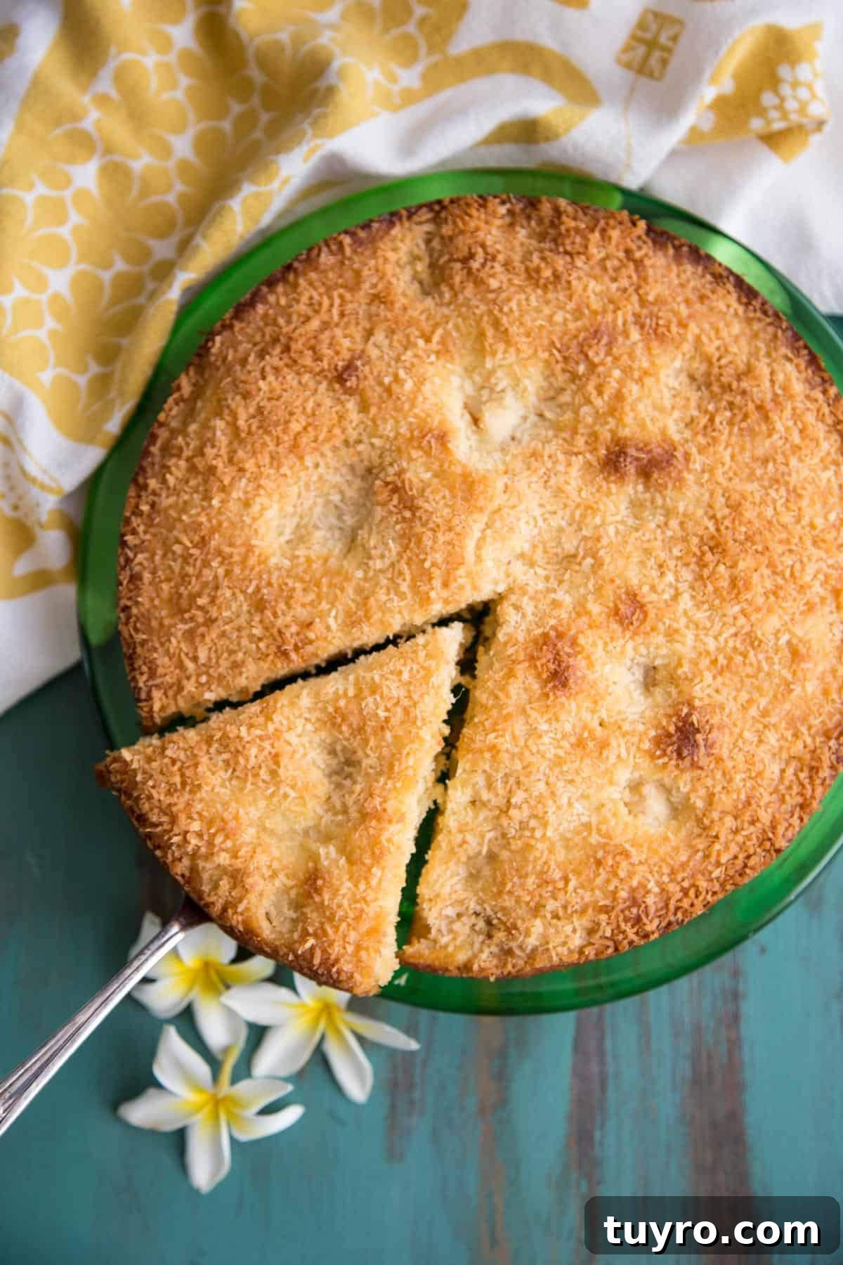 Tropical Peach Mango Coconut Cake with Mascarpone