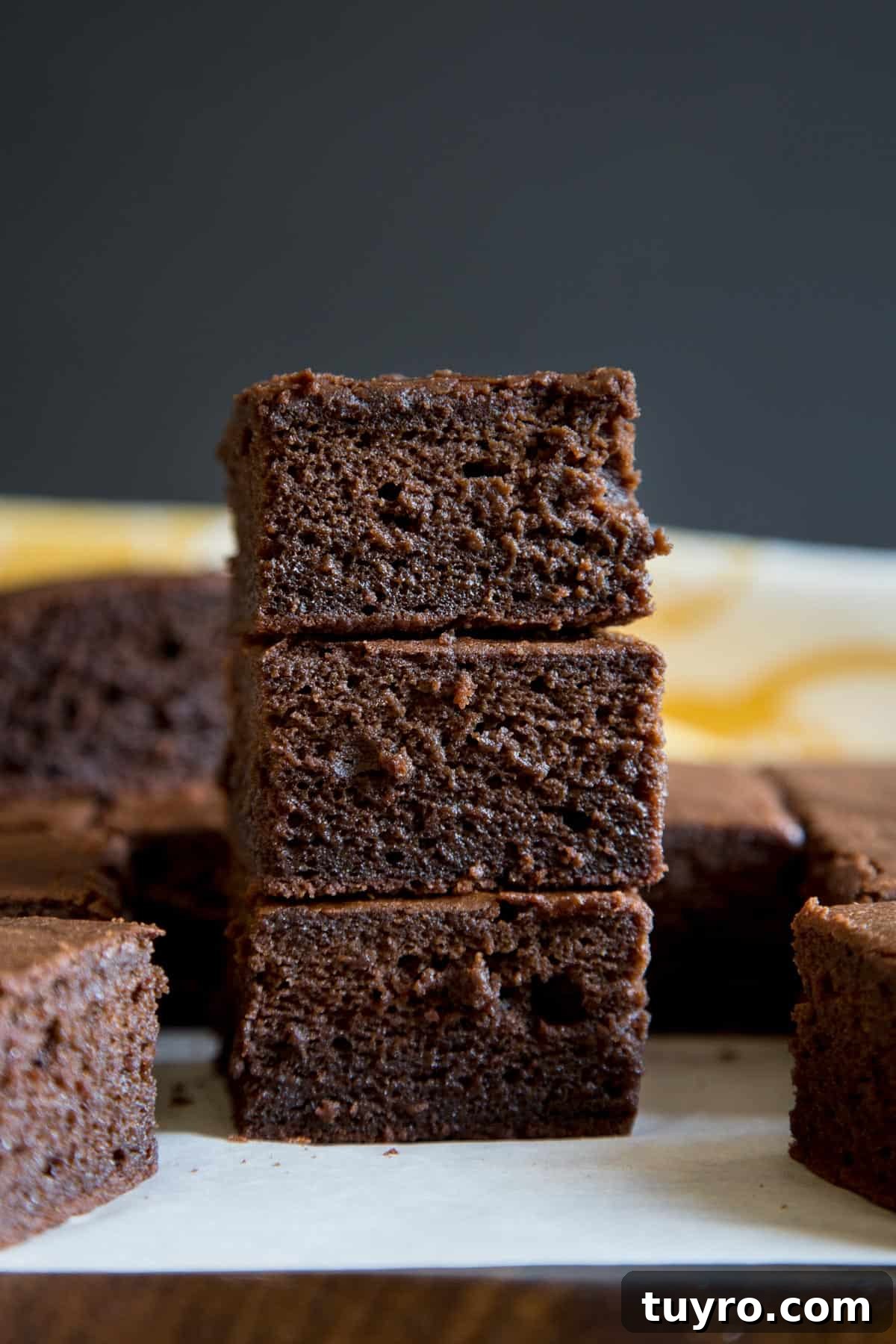 A stack of Brownie Butter Mochi