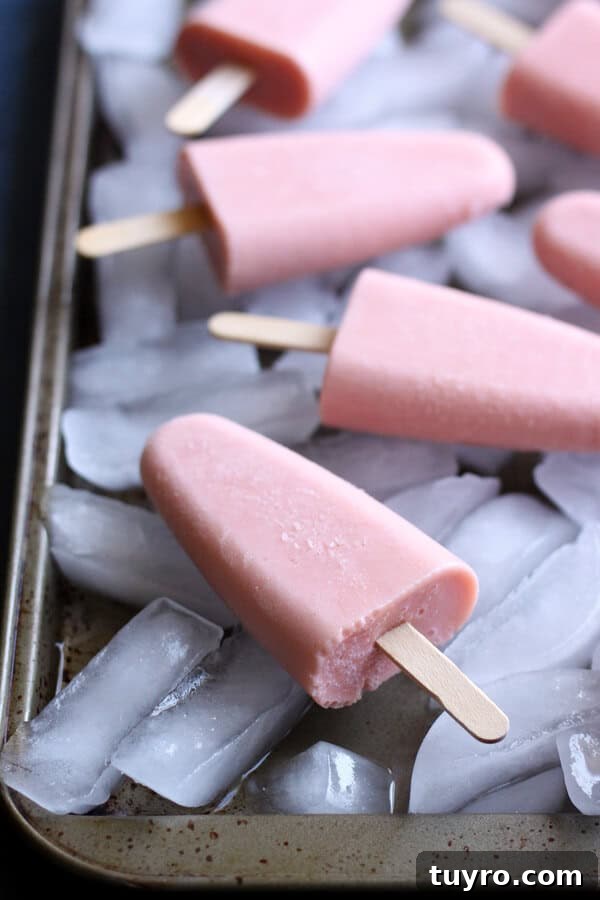 Guava Popsicles made with guava nectar