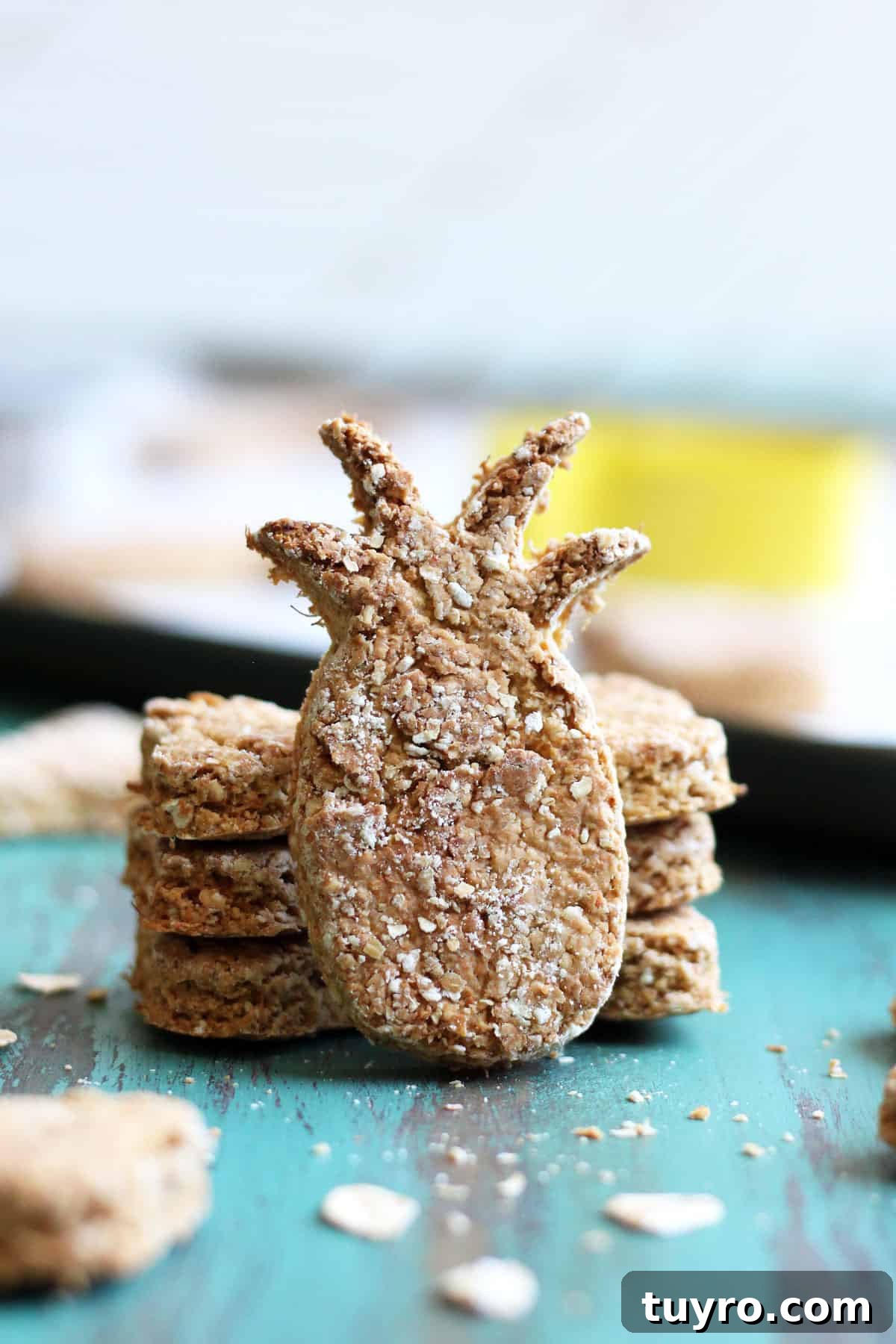 Pineapple dog treat in a pineapple shape