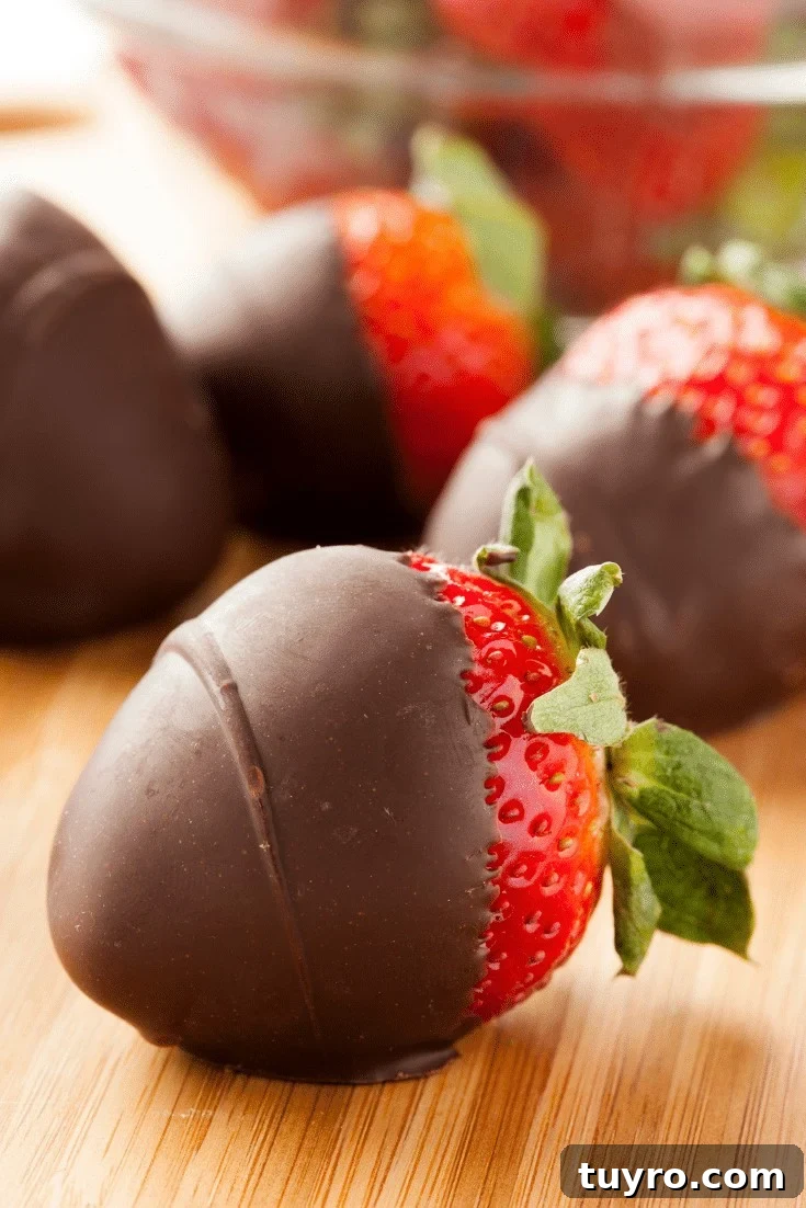 Chocolate covered strawberry close up