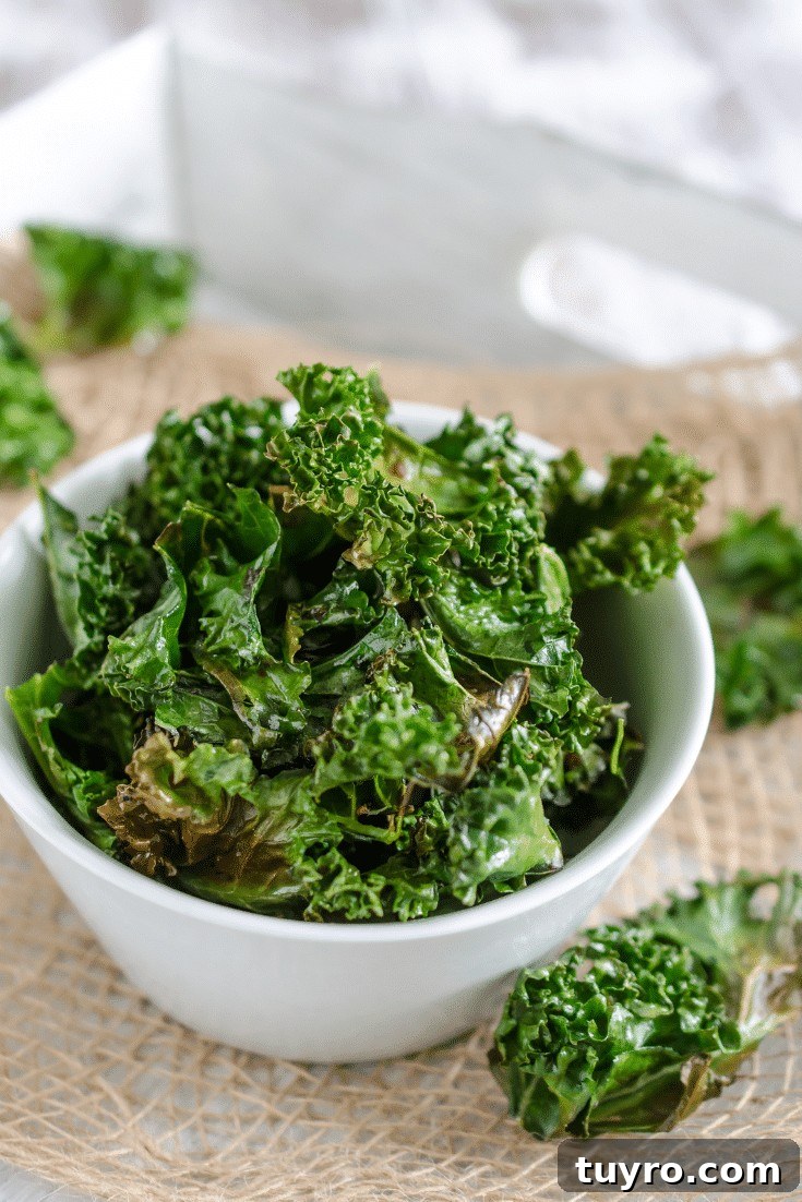 White bowl of kale chips